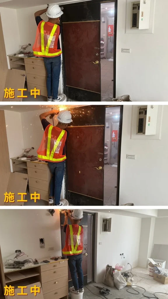 大門更換安裝施工中_舊門拆除與門框整理