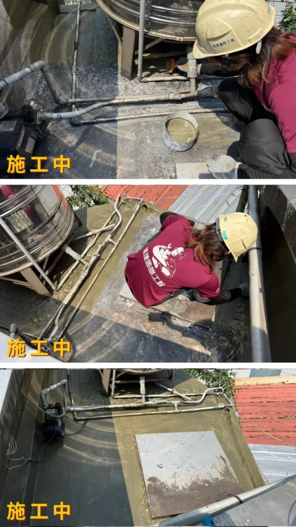 屋頂防水施工中_防水材料塗佈作業