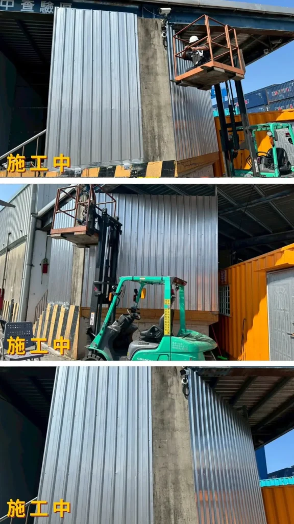 碼頭封板施工中_金屬板件固定作業