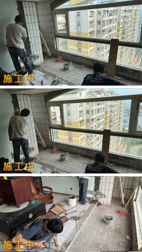 細部修繕收尾施工中_窗邊牆面修整作業