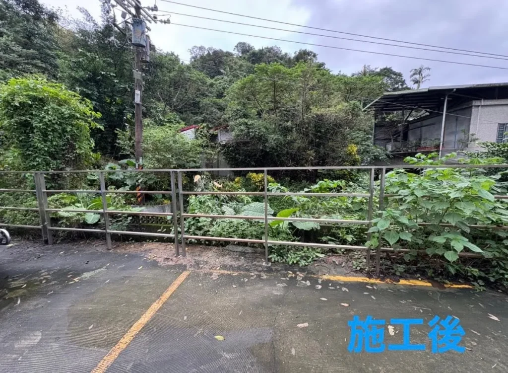 銘傳國中鋸樹完工後欄杆外側樹冠修整完成
