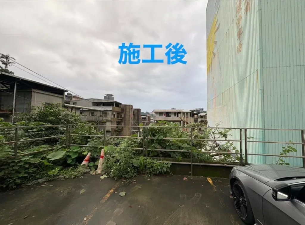 銘傳國中完工後校舍側邊高處枝木已完成清除