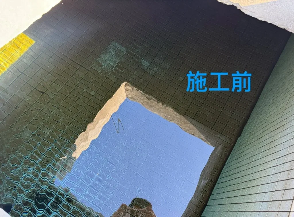 深美老人長期照護中心施工前水塔底部積水混濁狀況