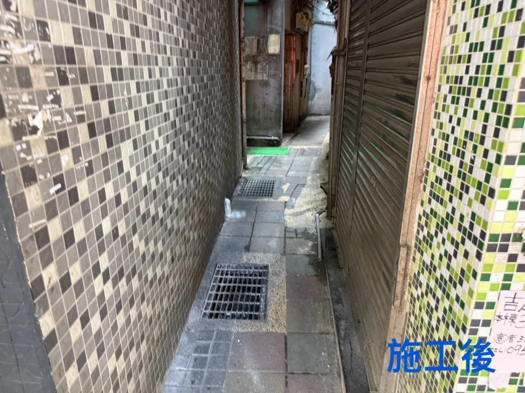 仁二路167巷住家清運完成後通往住宅的巷道