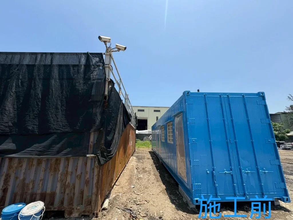 桃園蘆竹鐵皮屋搭建前,既有貨櫃與周邊空地整體現況