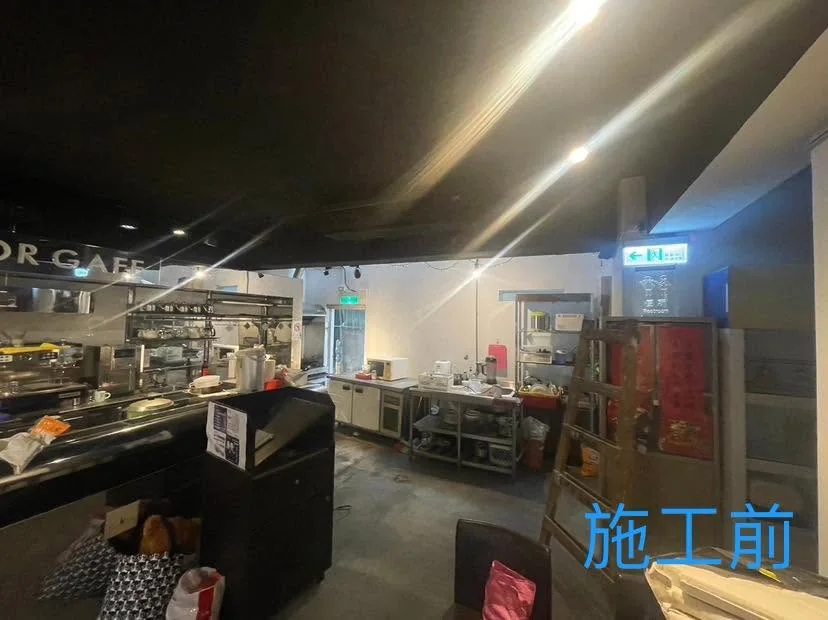 台北中山區店面施工前,廚房服務區與用餐空間相連