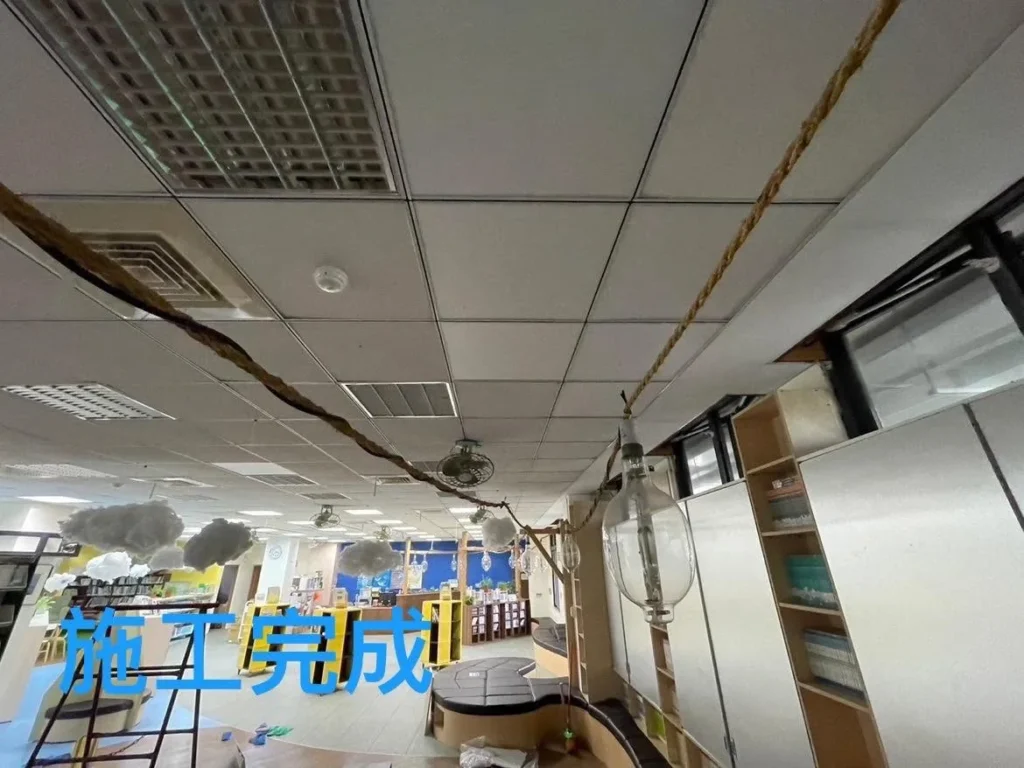 基隆中正國中震後天花板搶修完工全景
